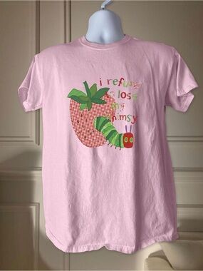 Caterpillar & Strawberry Graphic Light Pink Gildan Women